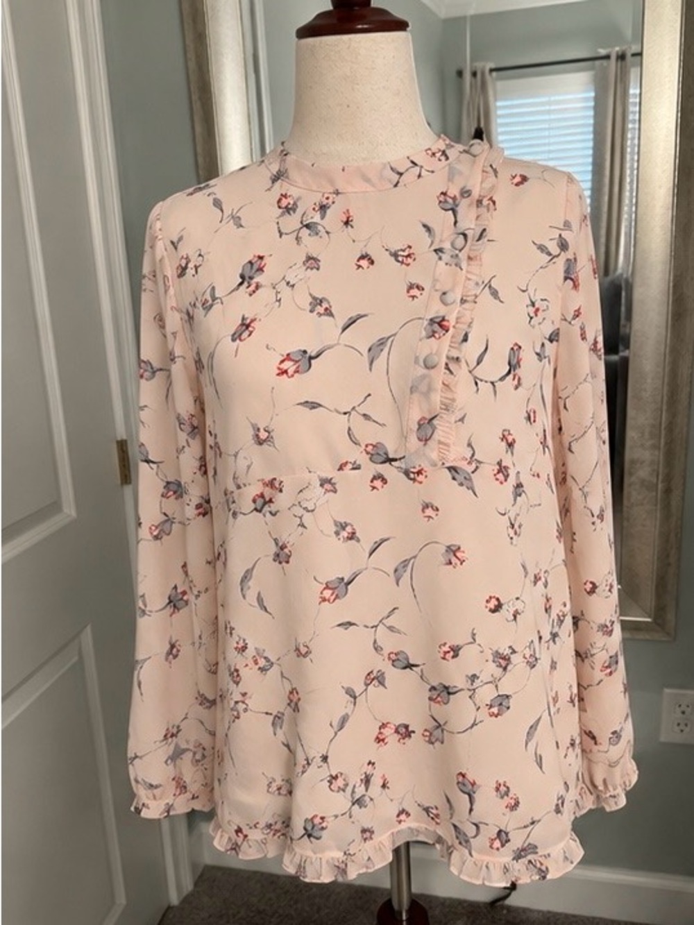 Women’s Octavia Pink Floral Ruffle Long-Sleeve Top